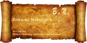 Baksay Nikolett névjegykártya